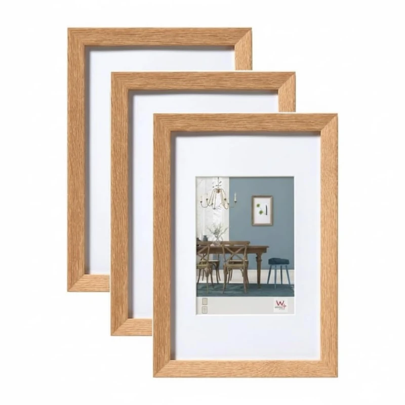 walther design - Fiorito EF520E3 Picture Frames, Light Oak, 15 x 20 cm, Pack of 3 Wooden Frames