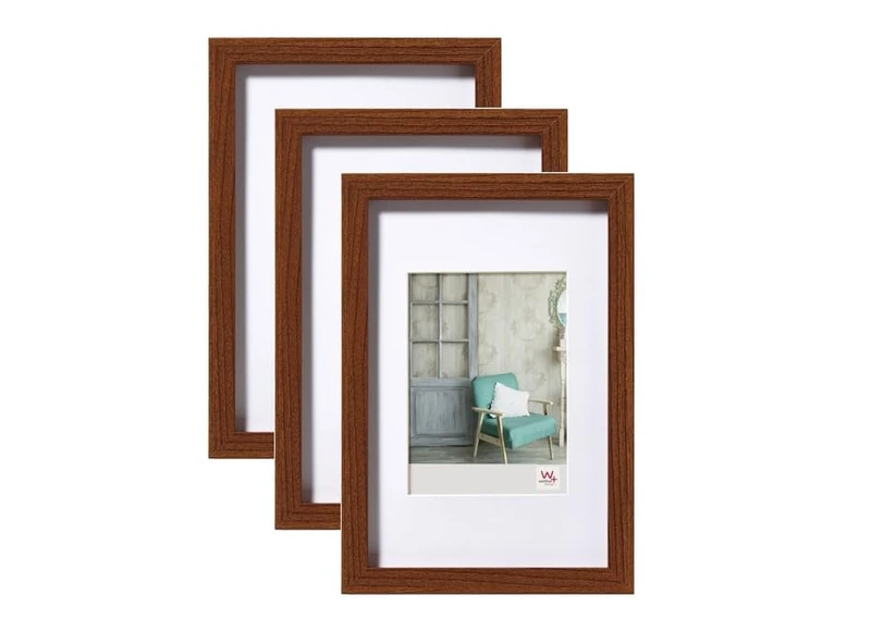 walther design - Stockholm EA030N3 Picture Frames, Walnut, 20 x 30 cm, Pack of 3 Wooden Frames - Image 1