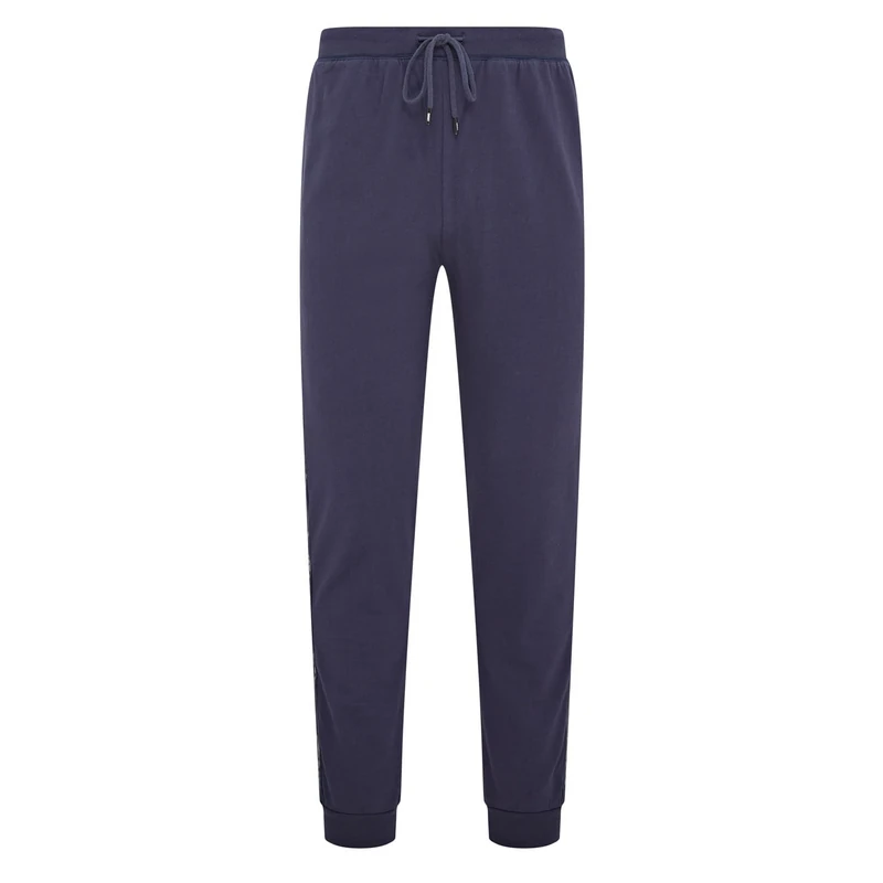 DKNY Lakers Mens Lounge Pants | 100% Cotton | Tailored Joggers for Men with Branded Stripe, Drawstring Waist & Deep Pockets | Comfortable Jogging Bottoms Men, Navy, XL