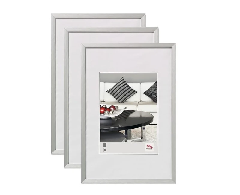 walther design - Chair AJ030S3 Picture Frames, Silver, 20 x 30 cm, Pack of 3 Aluminium Frames