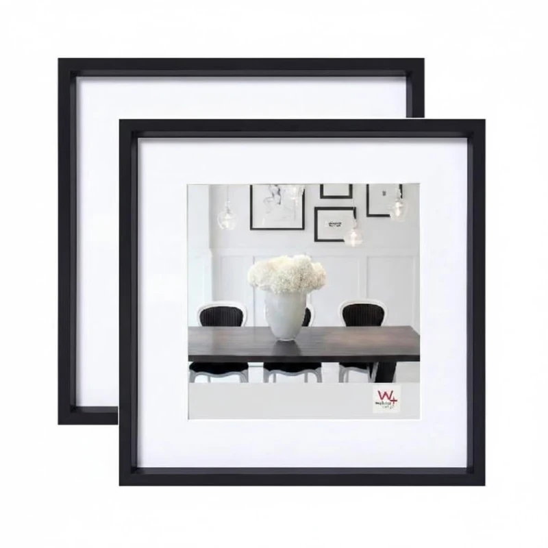 walther design - Steel Style ES440BD Picture Frames, Black, 40 x 40 cm, Pack of 2 Plastic Frames - Image 1