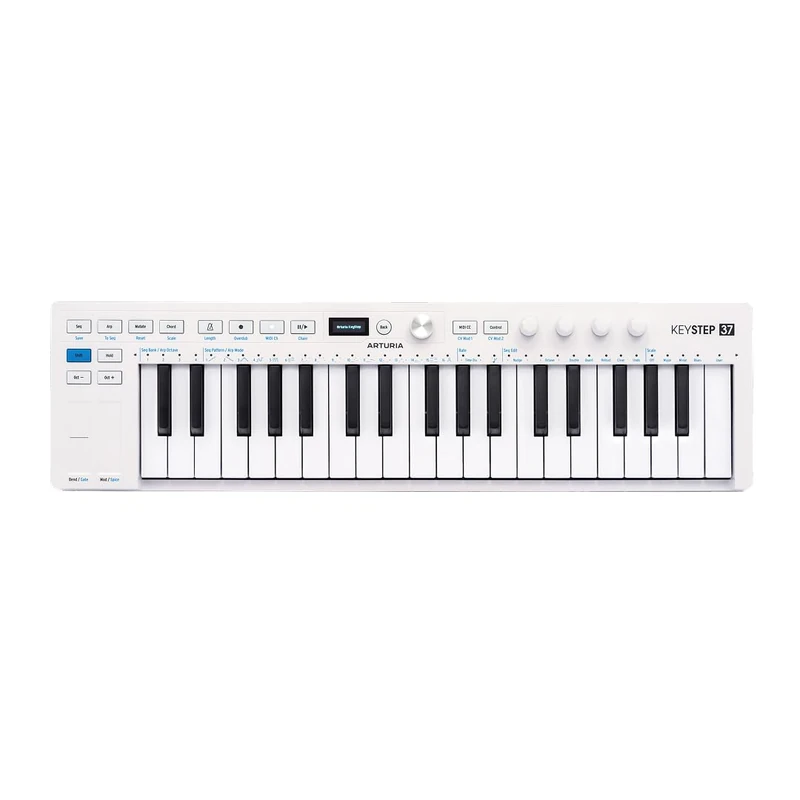 Arturia - Keystep 37 MK2 - Portable MIDI Controller, Sequencer and Arpeggiator - 37 Slimkeys, OLED Display, Polyphonic Step Sequencer, 16-Mode Arpeggiator, CV-Compatible - White