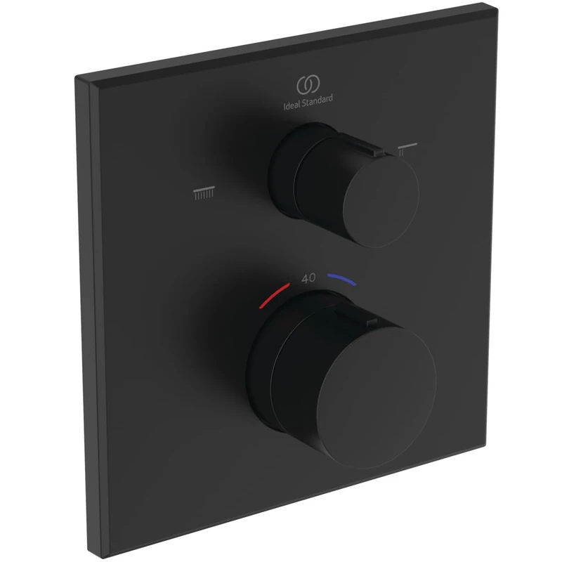 Ideal Standard Ceratherm C100 Concealed Bath Thermostat, Bathtub Faucet with Temperature Lock at 40°C, Thermostat for Bathtub – Matt Black