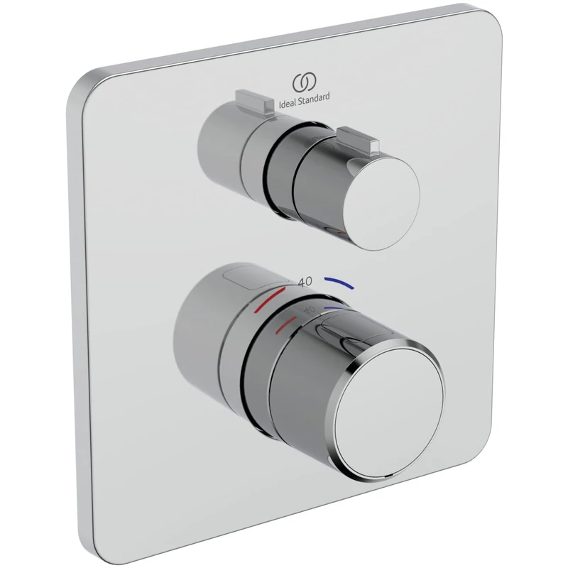 Ideal Standard Ceratherm C25, Concealed Bath Thermostat, Bathtub Faucet with Temperature Lock at 40°C, Thermostat for the Bathtub – Chrome