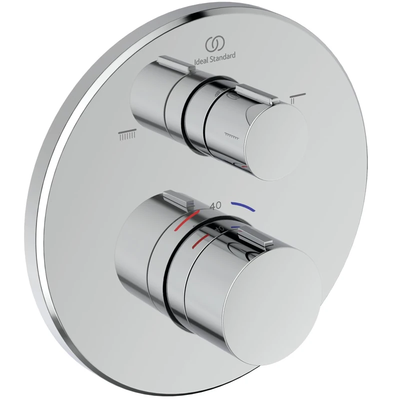 Ideal Standard Ceratherm T100 Concealed Bath Thermostat, Bathtub Faucet with Temperature Lock at 40°C, Thermostat for Bathtub – Chrome