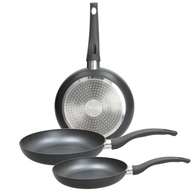 Tognana Copper & Charcoal 3-Piece Frying Pan Set 20/24/28 cm, Aluminium, Black