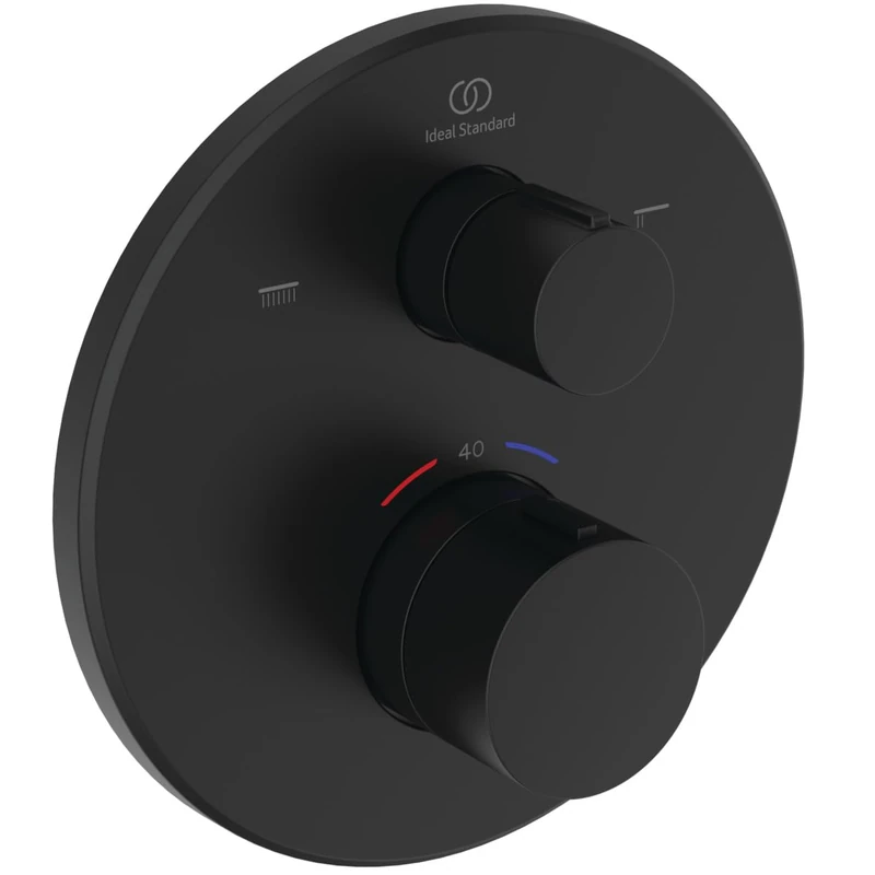 Ideal Standard Ceratherm T100 Concealed Bath Thermostat, Bathtub Faucet with Temperature Lock at 40°C, Thermostat for Bathtub – Matt Black