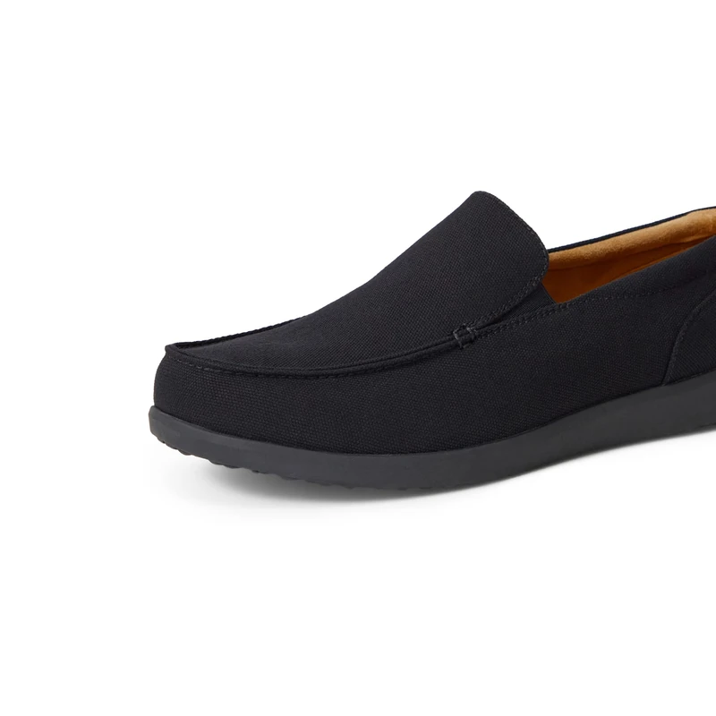Amazon Essentials Men's Slip On Deck Shoe Loafers, Black Canvas, 8