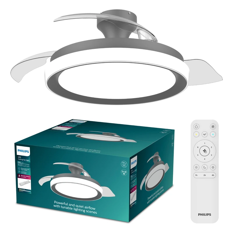 Philips Bliss Retractable Ceiling Fan with LED Light - Black