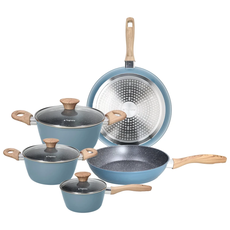 Tognana Skyline 8-Piece Aluminium Cookware Set, Light Blue