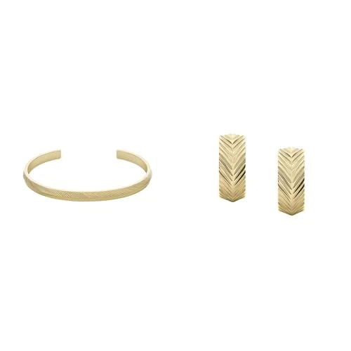 Fossil Harlow Women's Gold Tone Stainless Steel Bracelet & Earrings Set