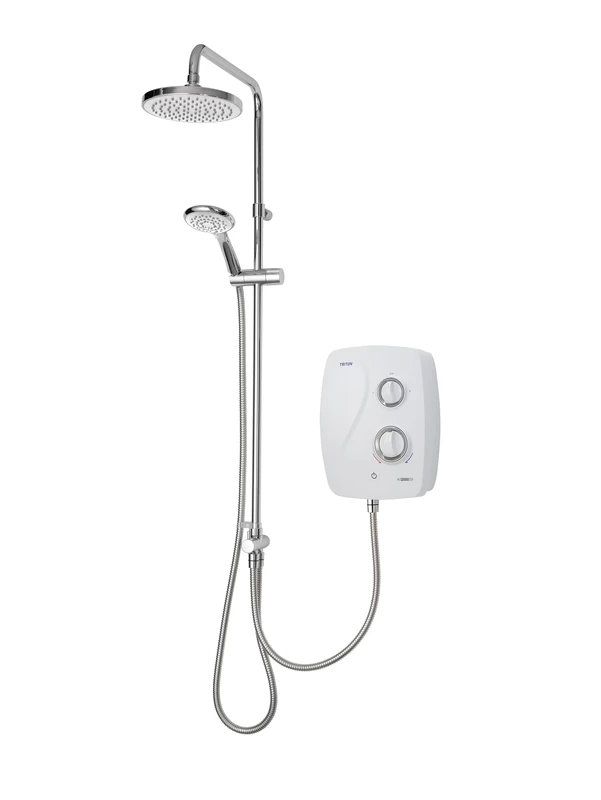 Triton Showers | AS2000SR DuElec | Power Shower | White | Rainfall Shower Head | Thermostatic Shower | Power Shower Head | Quiet Pump | Dual Shower Heads