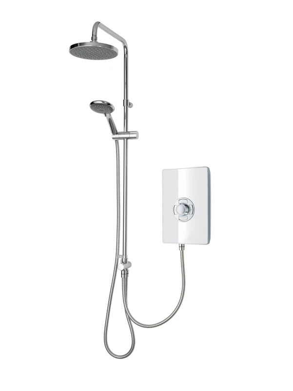 Triton Showers | Collections II DuElec | Aspirante | Electric Shower | Dual Shower Head | 9.5KW | White | Rainfall Shower Head | Triton Electric Shower | Shower Head and Hose Set