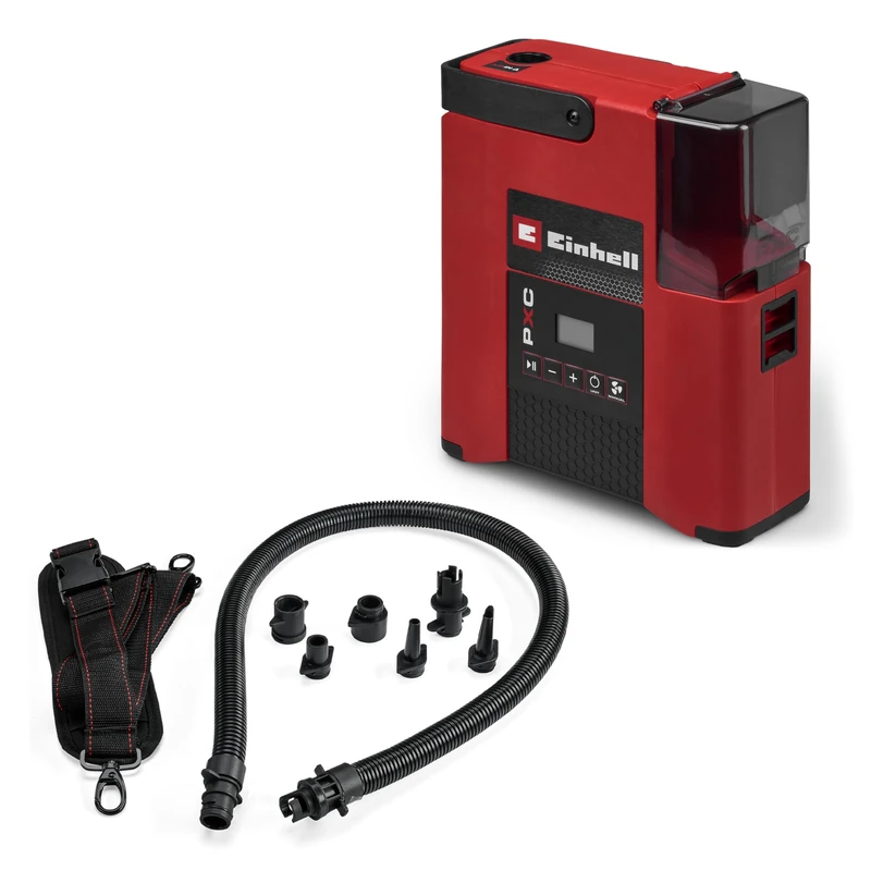 Einhell SUPPERO 18/380 PXC Cordless SUP Pump (18 V, Inflation + Deflation, Max. 1.38 Bar/20 PSI, Max 380 L/min, Stop Car, Shoulder Strap, with 7 Adapters, Without Battery)