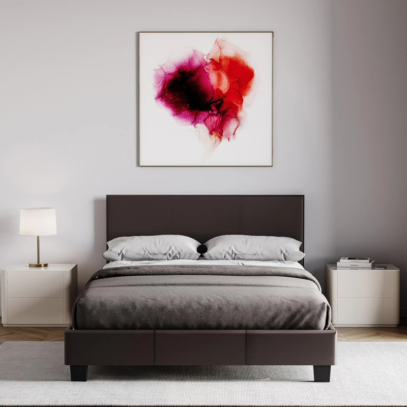 Vida Designs Lisbon Small Double Faux Leather Bed, Brown & Gel Memory Foam Pocket Spring Mattress, Small Double