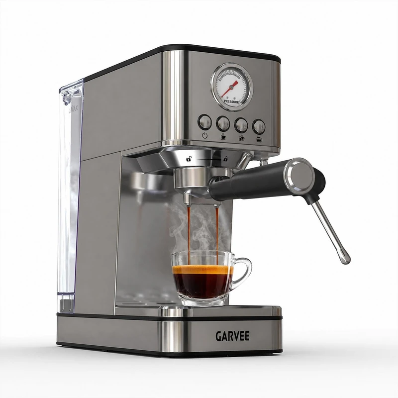 Garvee Stainless Steel Semi-Automatic Espresso Machine, Italian Coffee Machine with Pump Pressure System, for Home - Image 1