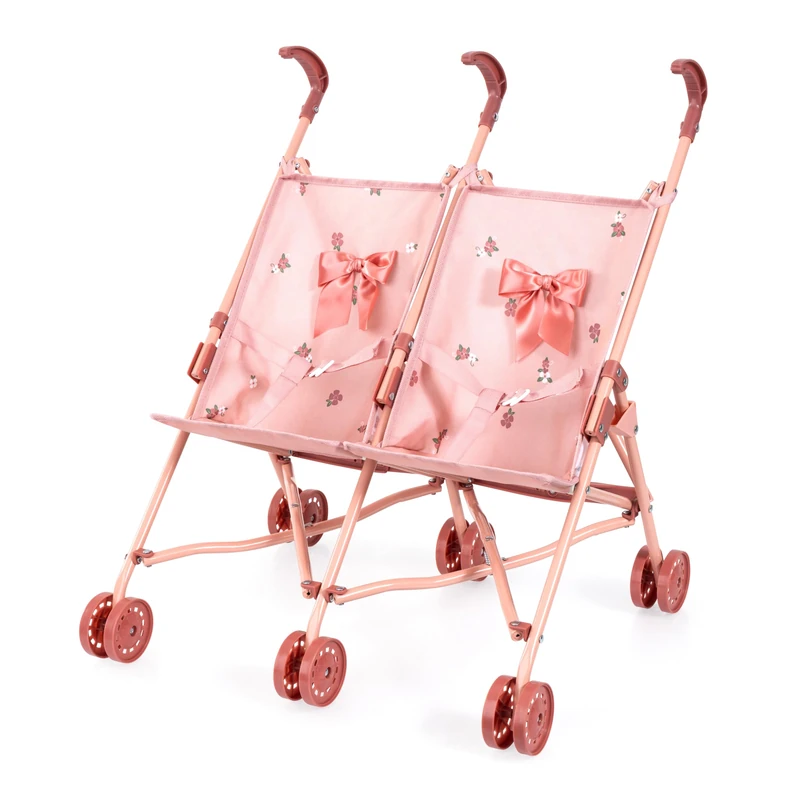 Bayer Design 30726AA Twin doll pushchair, foldable double doll stroller, double wheels, metal, for dolls up to 46 cm