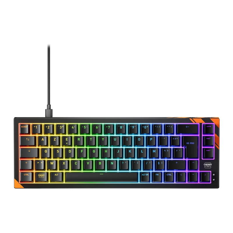 Cherry XTRFY K5 Pro TMR Compact - Wired Magnetic Gaming Keyboard, MK Crystal Switches, Customizable Hot Swap, Rapid Trigger, SnapKey, Sound Attenuation, 8000Hz, FR Layout (AZERTY), Black