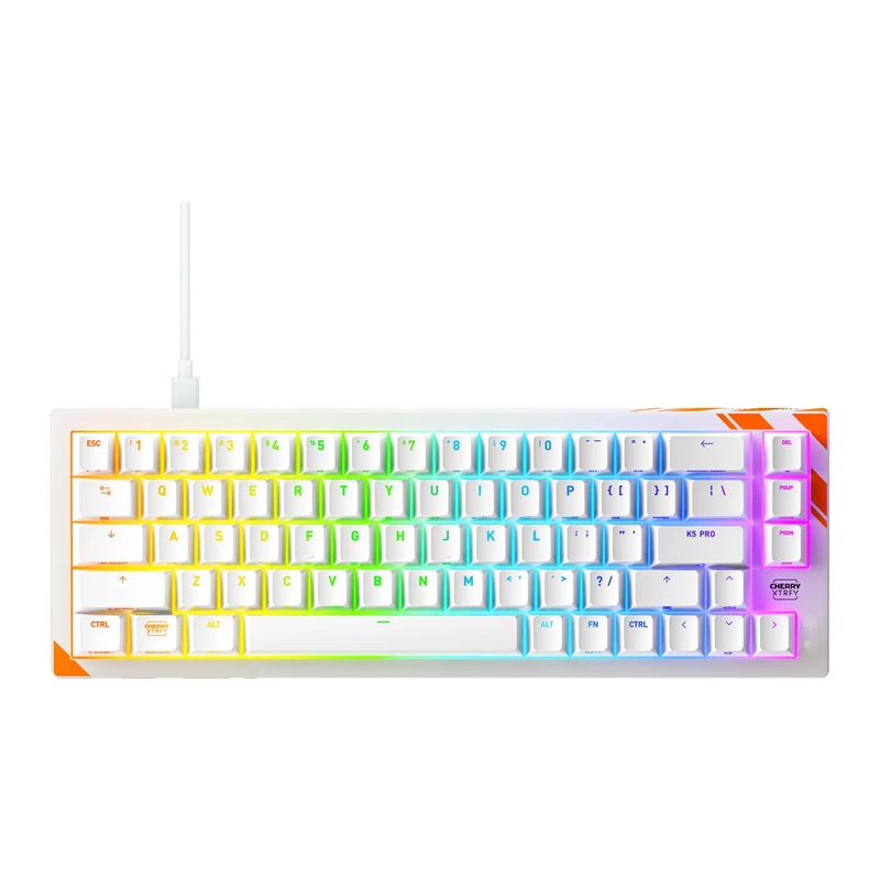 CHERRY XTRFY K5 Pro TMR Compact - Magnetic Wired Gaming Keyboard, Customizable MK CRYSTAL Switches, Hot-Swap, Rapid Trigger, SnapKey, Noise Reduction, 8000 Hz, US Format (QWERTY), White