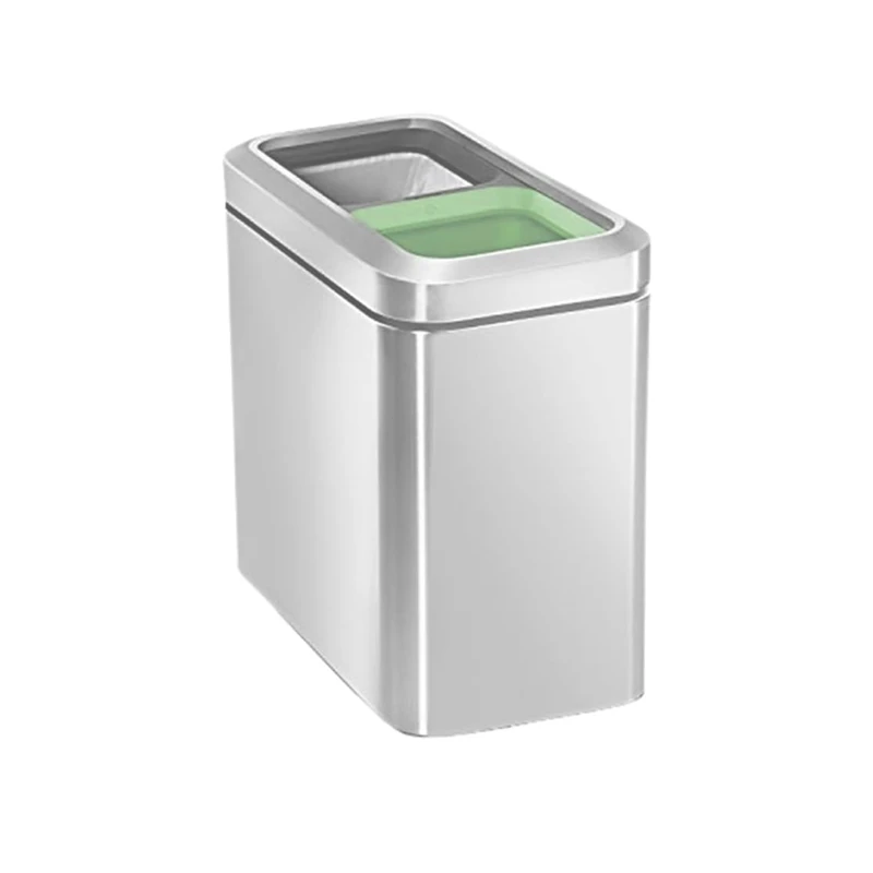 Kitchen Bin, 40L Double Bin, Tall Slim 2 x 20L Stainless Steel Pedal Bin, Dual Bin Rubbish Recycling with Soft-Close Lids and Plastic Inner Buckets, Trash Can for Narrow Spaces, Space Silver