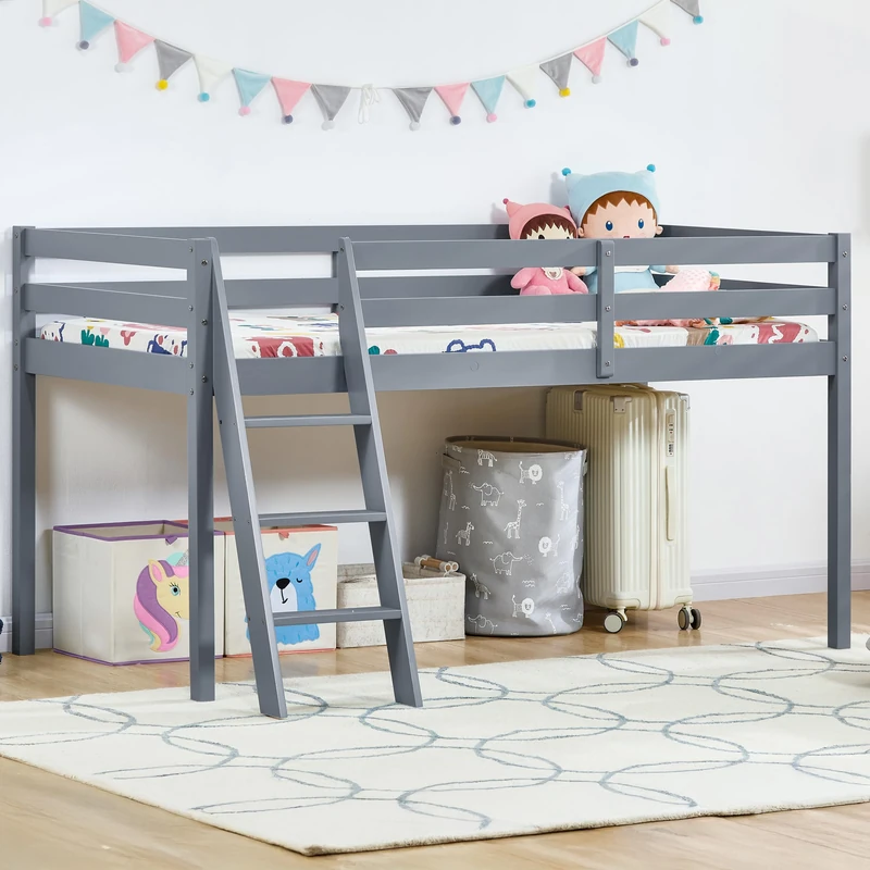 Vida Designs Sydney Bunk Bed, Grey & Bunk Bed Foam Mattress, Single