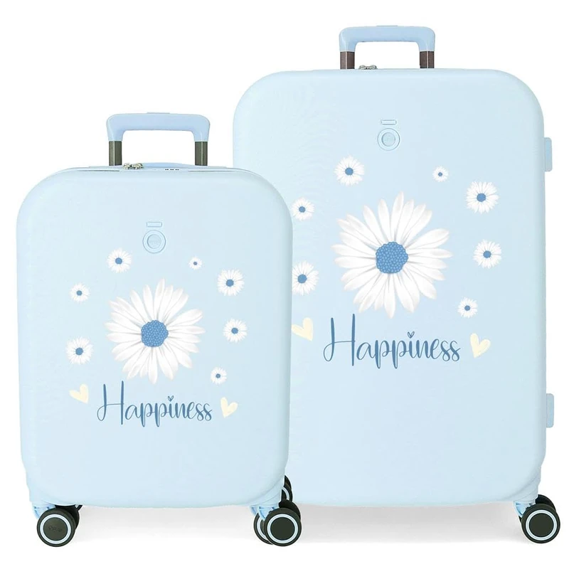 Enso Happiness Luggage Set Blue 55/70 cm Rigid 7.5 kg TSA Lock ABS 7.5 kg 116L Hand Luggage