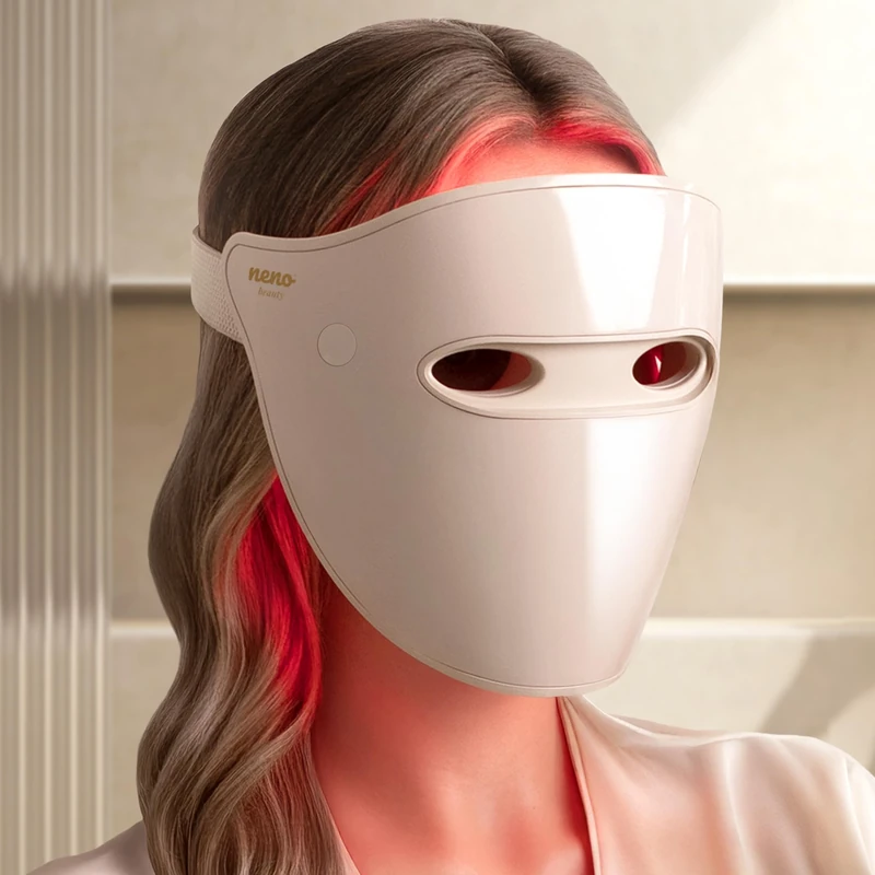 Neno Alva Red Light Lamp for Face - LED Face Mask - Red Light Mask with 3 Modes - Red Light Therapy with 220 LED Diodes - Anti-Ageing Skincare - Face Mask with Light Therapy - Wireless, USB