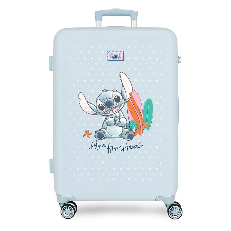 Joumma Disney Stitch from Hawaii Medium Suitcase Blue 46x65x23cm Hard Mount 3kg Combination Lock Side ABS 3kg 56L