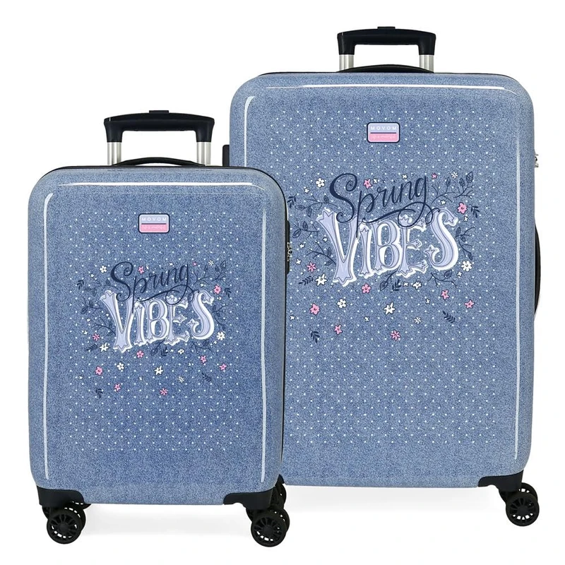Movom Spring Vibes Suitcase Set Blue 55/65 cm Rigid ABS Side Combination Closure 91L 6 kg Hand Luggage - Image 1