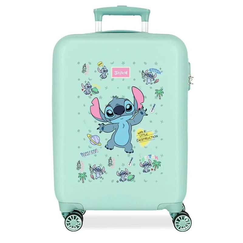 Joumma Disney Stitch Little Destruction Cabin Suitcase Blue 38 x 55 x 20 cm Rigid 2 kg Combination Lock Side ABS 2 kg 35L Hand Luggage
