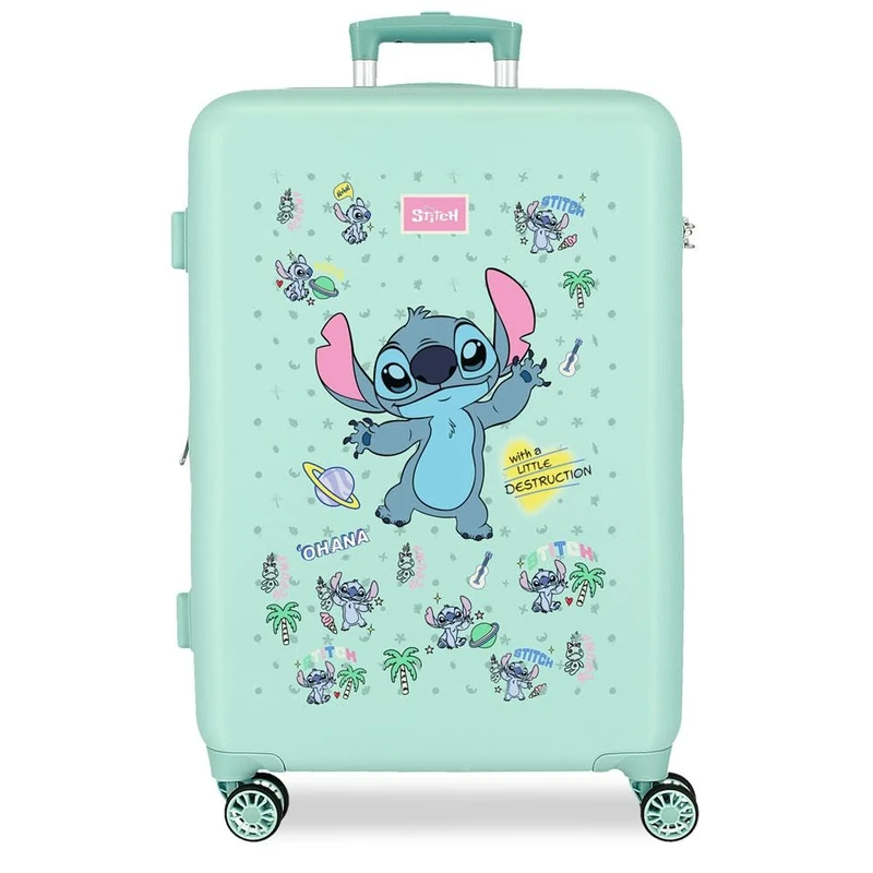 Joumma Disney Stitch Little Destruction Medium Suitcase Blue 46x65x23 cm Rigid 3 kg Combination Lock Side ABS 3 kg 56L