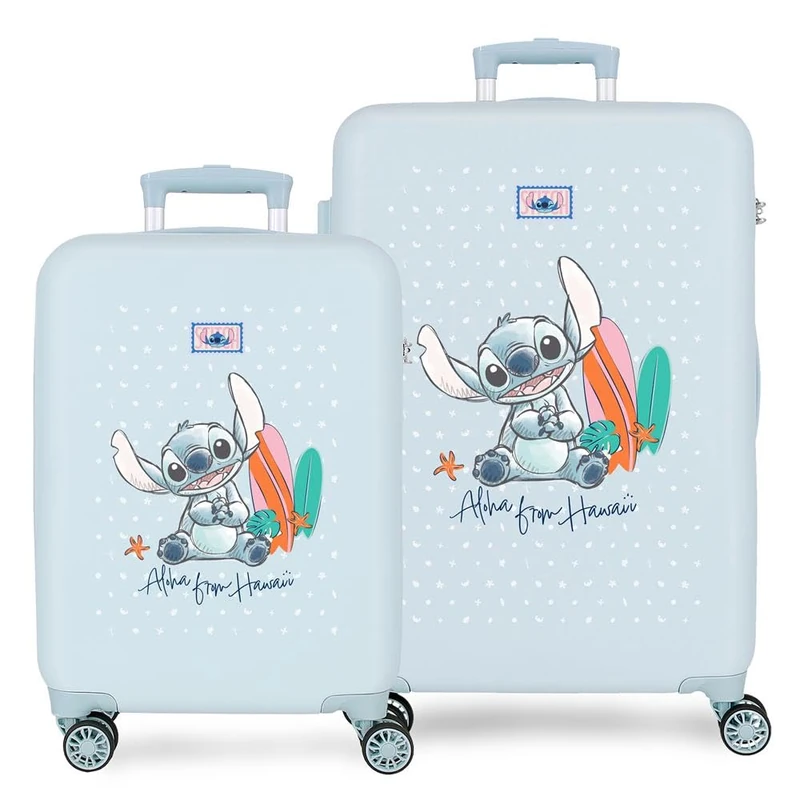 Disney Joumma Stitch from Hawaii Luggage Set Blue 55/65 cm Rigid 6 kg Side Combination Lock ABS 6 kg 91L Hand Luggage
