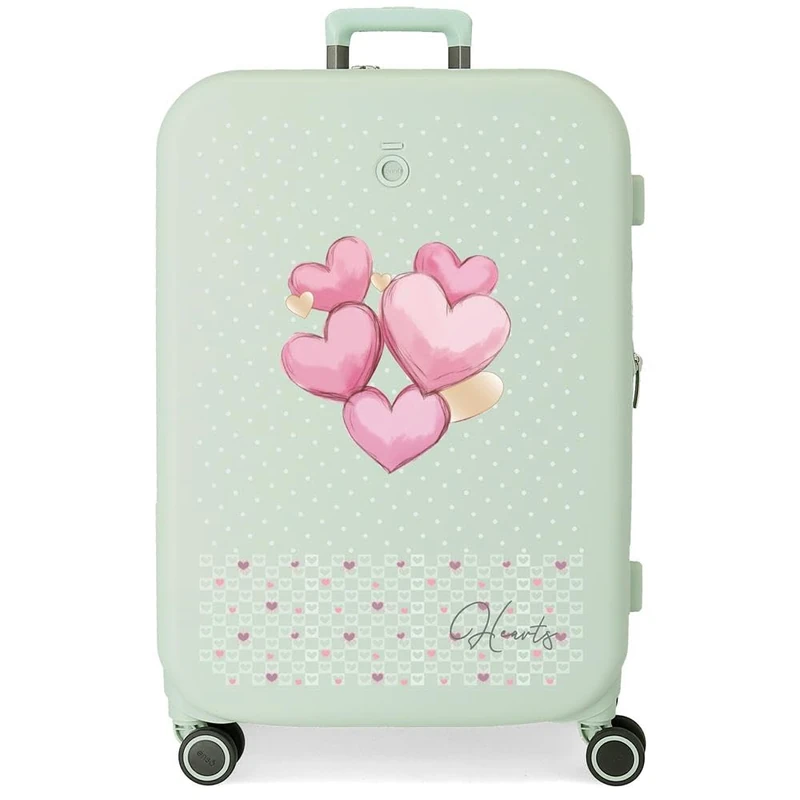 Enso Hearts Medium Suitcase Green 48x70x28cm Hard 4.3kg TSA Lock ABS 4.3kg 79L