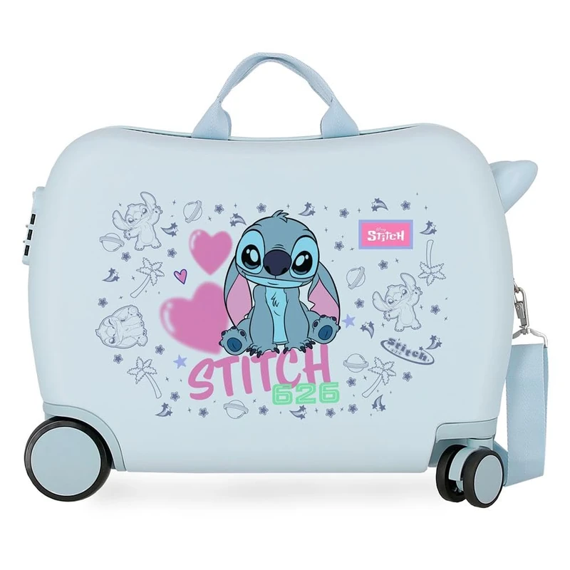 Disney Joumma Stitch Hearts Children's Suitcase Blue 50x38x20 cm Rigid 2.05 kgs Side Combination Closure ABS 2.05 kgs 34L Hand Luggage