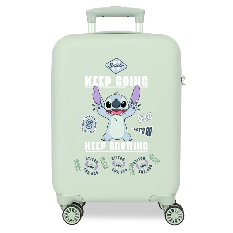 Disney Joumma Stitch Keep Going Cabin Suitcase Green 33x50x20 cm Rigid 2.35 kgs Side Combination Lock ABS 2.35 kgs 33L Hand Luggage