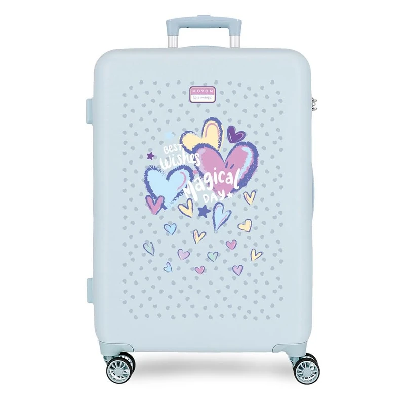 Movom Best Wishes Medium Suitcase Blue 46x65x23cm Hard 3kg Combination Lock Side ABS 3kg 56L