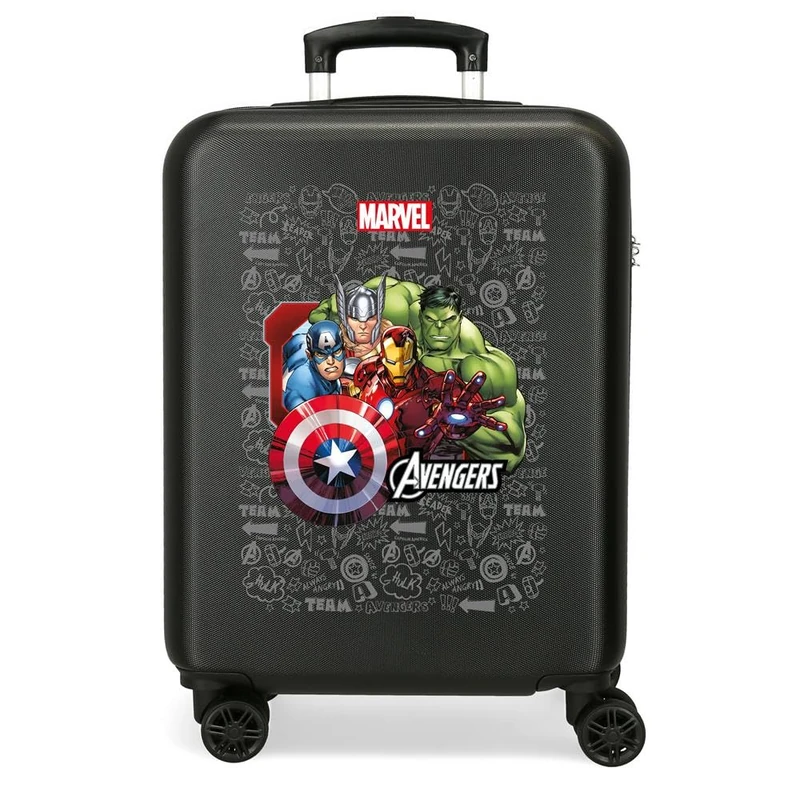 Joumma Marvel Team Avengers Cabin Suitcase Black 38 x 55 x 20 cm Rigid 2 kg Combination Lock Side ABS 2 kg 35L Hand Luggage