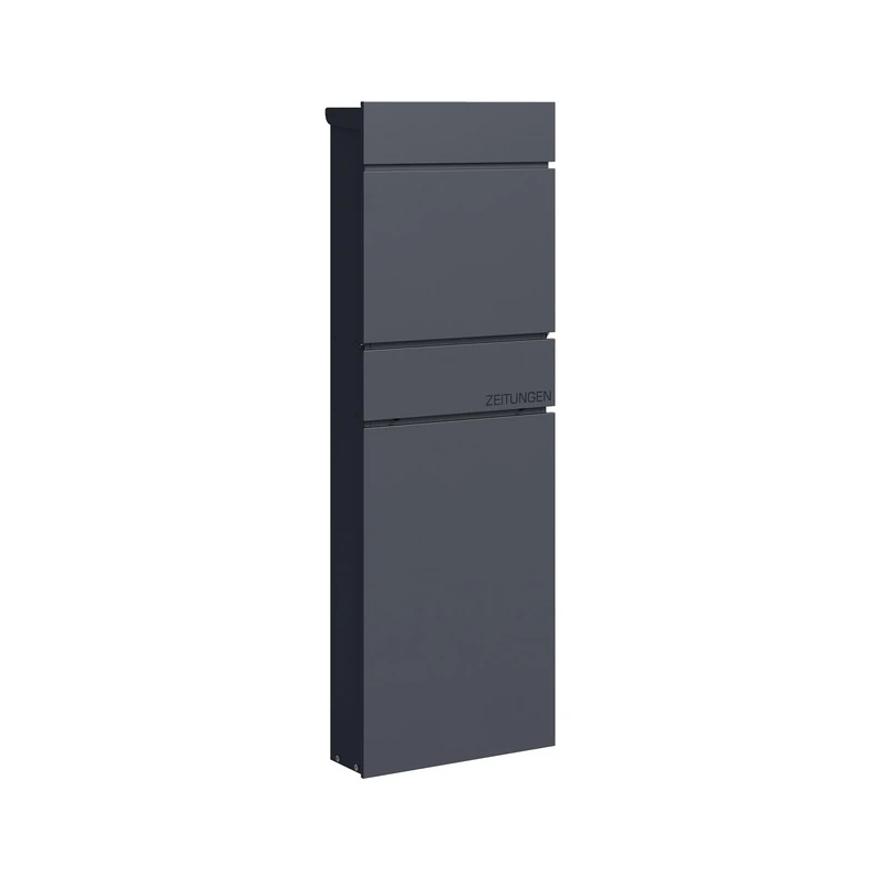 Relaxdays free-standing letterbox with newspaper compartment, weatherproof, 2 keys, anthracite, 111×39.5×14 cm