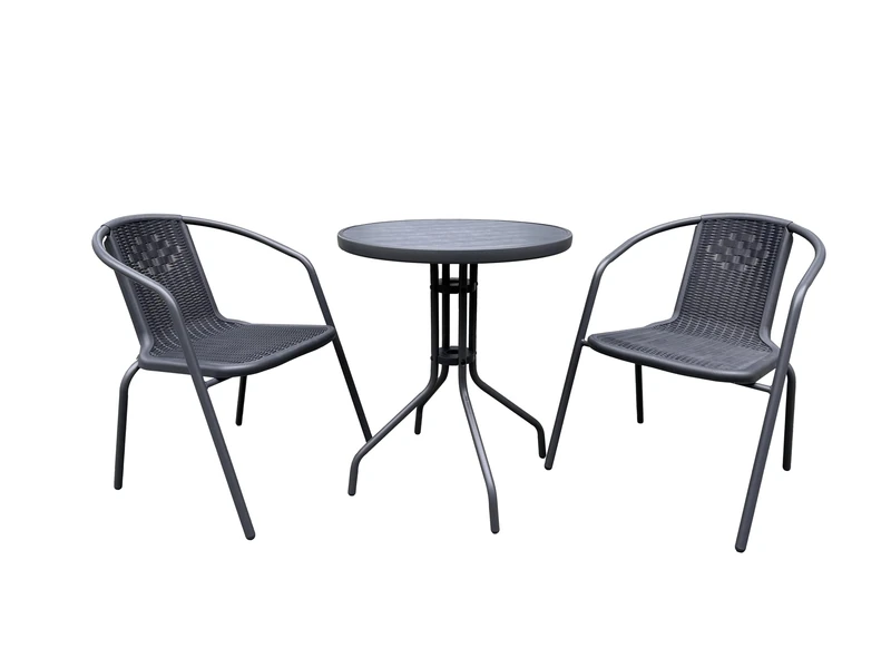A ASPECT Eden 3 Pieces Rattan Bistro Set (Grey)
