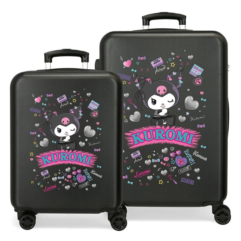 Joumma Sanrio Kuromi Retro Pop Suitcase Set Black 55/65 cm Rigid 6 kg Combination Lock Side ABS 6 kg 91L Hand Luggage