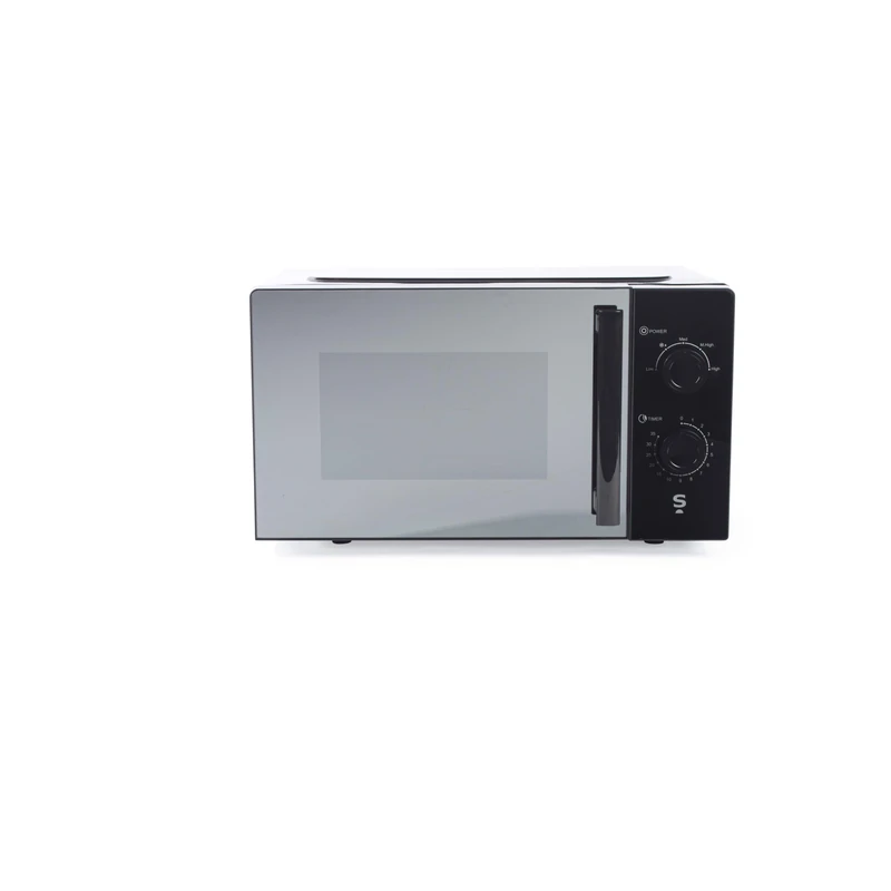 Salter 20L Manual Microwave – 5 Power Levels, 35-Minute Timer, Defrost Function, 25.5 cm Glass Turntable, Mirrored Screen, Large Capacity, Quick Meals, 800W, Black