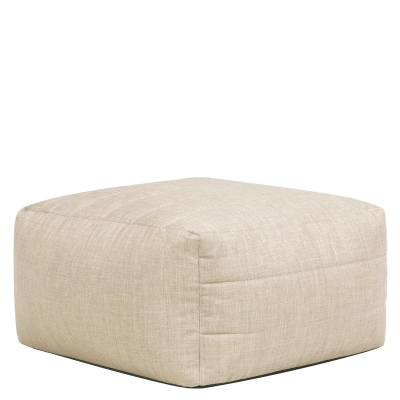 icon Noa Bean Bag Footstool, Natural, Large Pouffe Footstool with Filling Included, Modular Boneless Sofa, Indoor Outdoor Set, Living Room, Garden, Garden Furniture