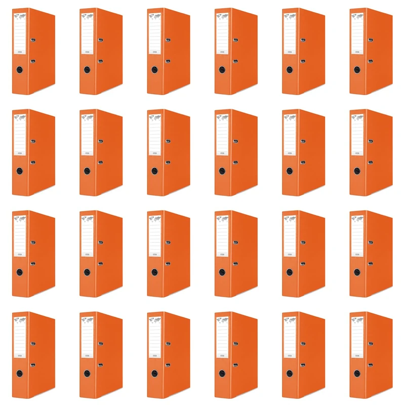 Officer Products Products Pack of 24 Folders, Orange, A4/75 mm, Paper Cardboard/Plastic Cover, PP Slotted Folder, Office Folder, Cardboard Folder, File Folder, Metal Edge Protection