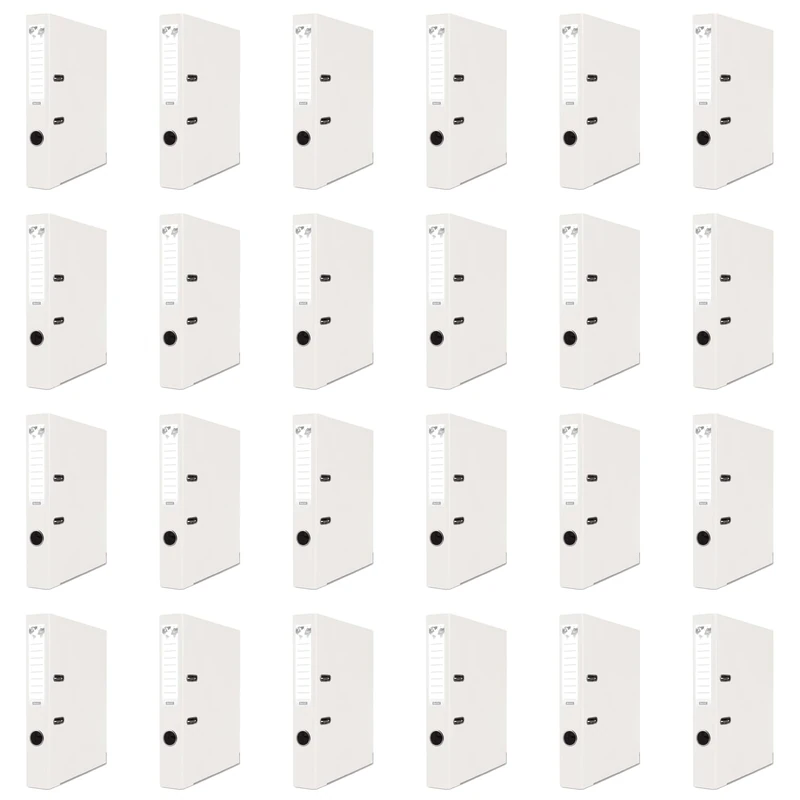 Officer Products Pack of 24 Folders, DIN A4/50 mm/5 cm, White/Paper Cardboard/Plastic Cover, PP Slotted Folder, Office Folder, Cardboard Folder, File Folder, Metal Edge Protection - Image 1