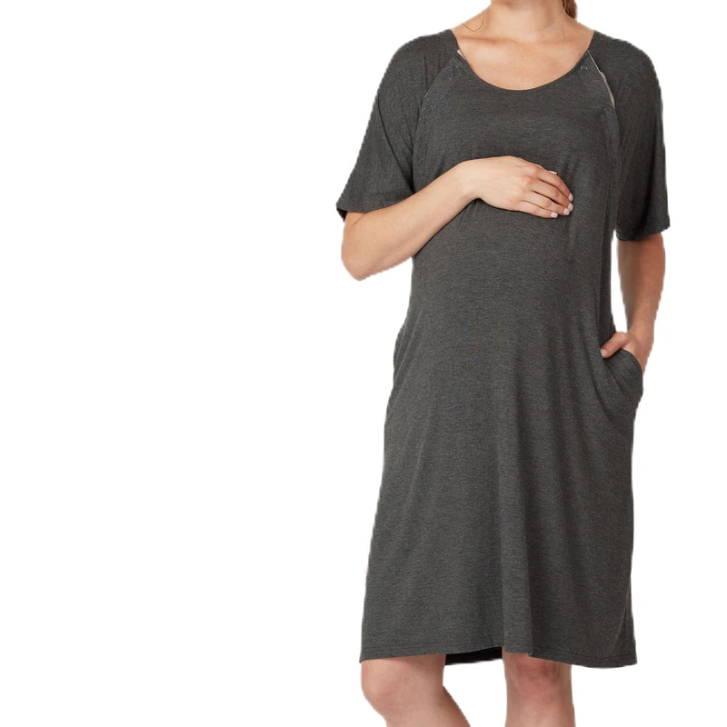 Frida Mom Labour and Delivery Gown for Hospital, Easy-Snap, Tagless Nursing Gown with Skin-to-Skin Access and Full Coverage in The Back - Image 1