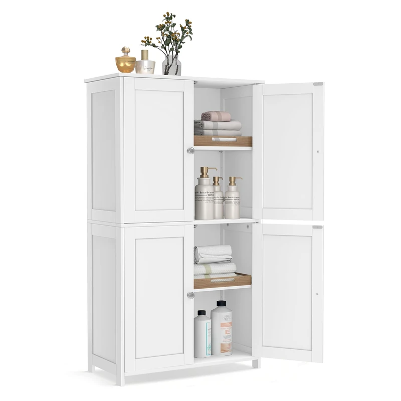 VASAGLE Bathroom Cabinet, 4 Doors, 60 x 30 x 108.5 cm
