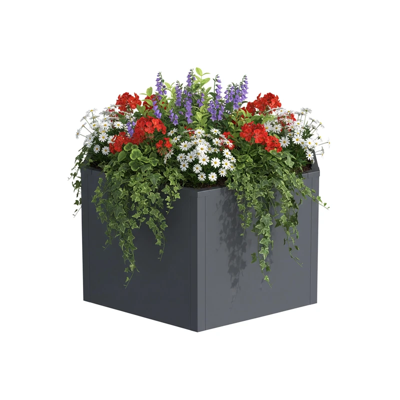 Relaxdays Raised Planting Bed for Flowers, Herbs & Veg, Powder-Coated Steel, Multiple Sizes, 52x100x87 cm, Grey