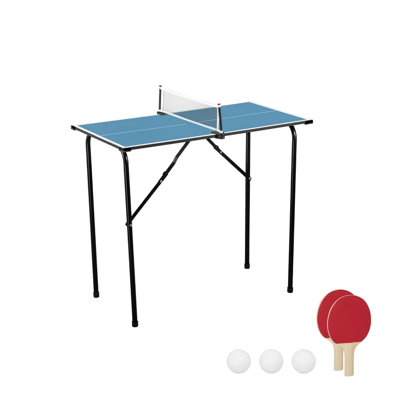 Relaxdays Foldable Mini Table Tennis Table, Indoor, Space-Saving, MDF & Steel, Green 76x88x48 cm