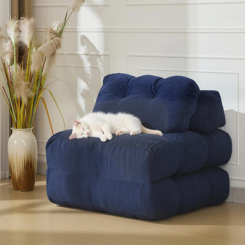 Folding Sofa Bed, Convertible Chair with Pillow, Folding Mattress with Backrest, Portable Folding Armchair, Comfortable Sofa Bed for Living Room or Bedroom, Single Bed - Image 1