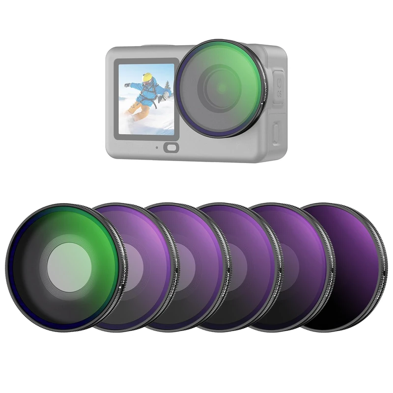 NEEWER CPL + ND Filter Set Compatible with DJI Osmo Action 6 Only, ND8/16/32/64/256 Adjustable Circular Polarizing Filter Lens Polarizer Screw On Multicoated Action Camera Accessories, FL-B109